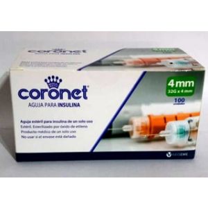 AGUJA PARA INSULINA CORONET 32G x 4mm