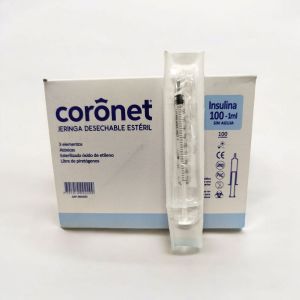 JERINGA 1 ML DE INSULINA SIN AGUJA * 100 CORONET 